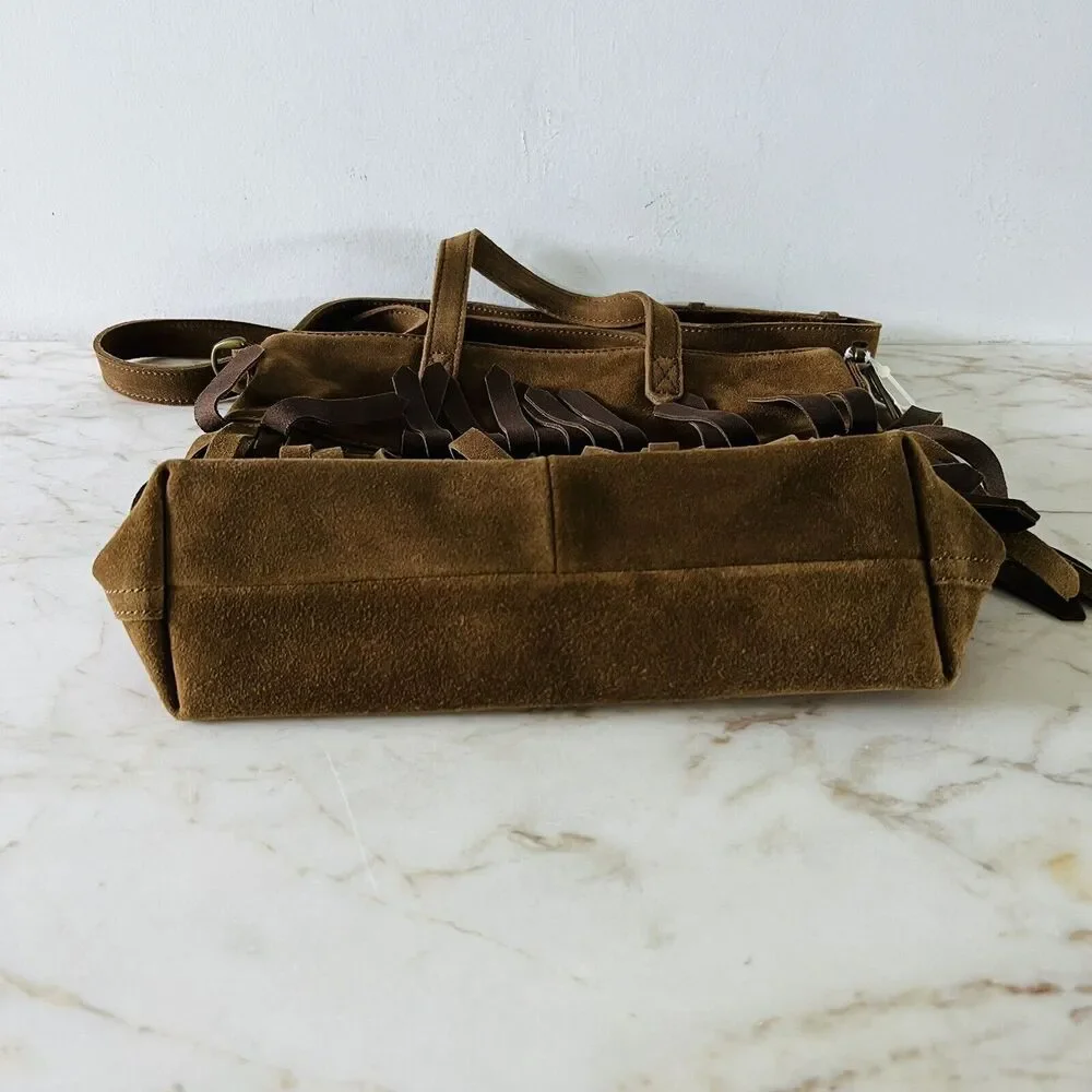 MADEWELL Deep Chestnut The Transport Crossbody: Suede Fringe Edition